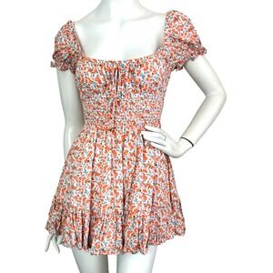 Saints Secrets Mini Dress Size Small Floral Short Sleeve Elastic Waist Ruffle